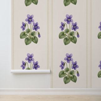 Papel Pintado Violeta Botánica, Flor de Nacimiento de Febrero