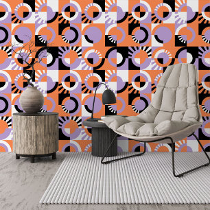 Papel Pintado Violeta morada negra Naranja arte de medio siglo