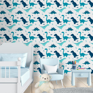 Papel Pintado Viva Nurserie de Niño Bebé Dinosaurio Azul Pegatin