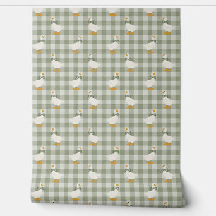 Papel Pintado Viverito de Cuadrillé Búfalo Ganso Gingham Verde S