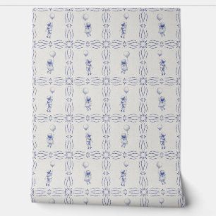Papel Pintado Vivero estilo Delft azul grieta falsa caprichoso