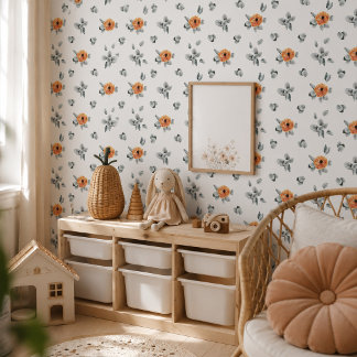 Papel Pintado Vivero Floral y Verde de Terracota Boho Adorable