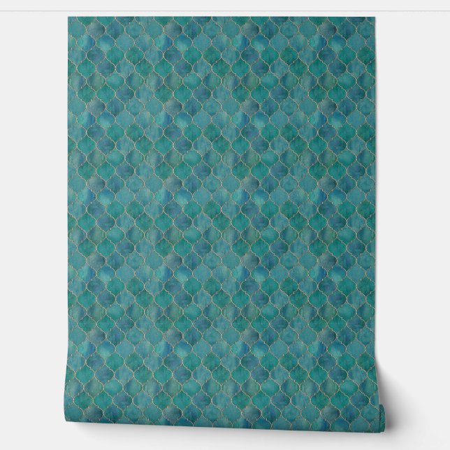 Papel Pintado Wall Paper - Aqua Teel  (Desenrollar)