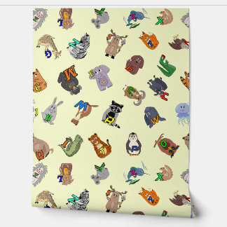 Papel Pintado Wallpaper Educational print with a fun animal alph