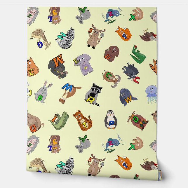 Papel Pintado Wallpaper Educational print with a fun animal alph (Desenrollar)