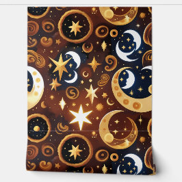 Papel Pintado Wallpaper - Golden Ochre Celestial Moon