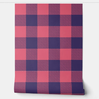 Papel Pintado Wallpaper Hot Pink Magenta Indigo Buffalo Plaid