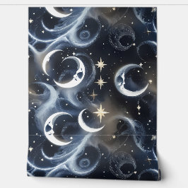 Papel Pintado Wallpaper - Platinum Silver Celestial Moon