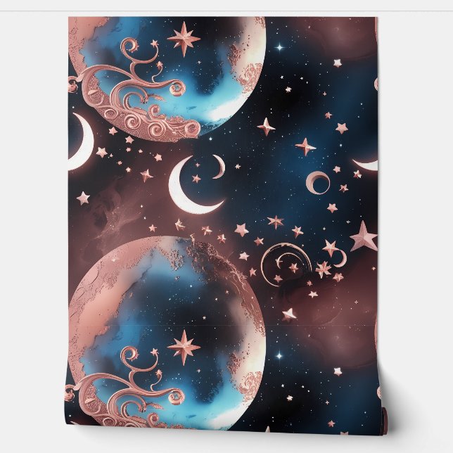 Papel Pintado Wallpaper - Rose Gold Celestial Moon (Desenrollar)