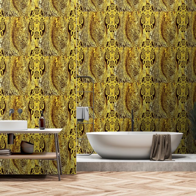 Papel Pintado Wallpaper - Saffron Swirl & Midnight Whispers (Baño)