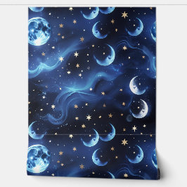 Papel Pintado Wallpaper - Sapphire Blue Celestial Moon