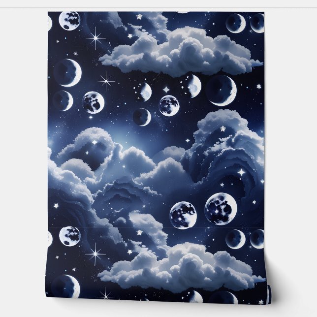 Papel Pintado Wallpaper - Silver Celestial Moon (Desenrollar)