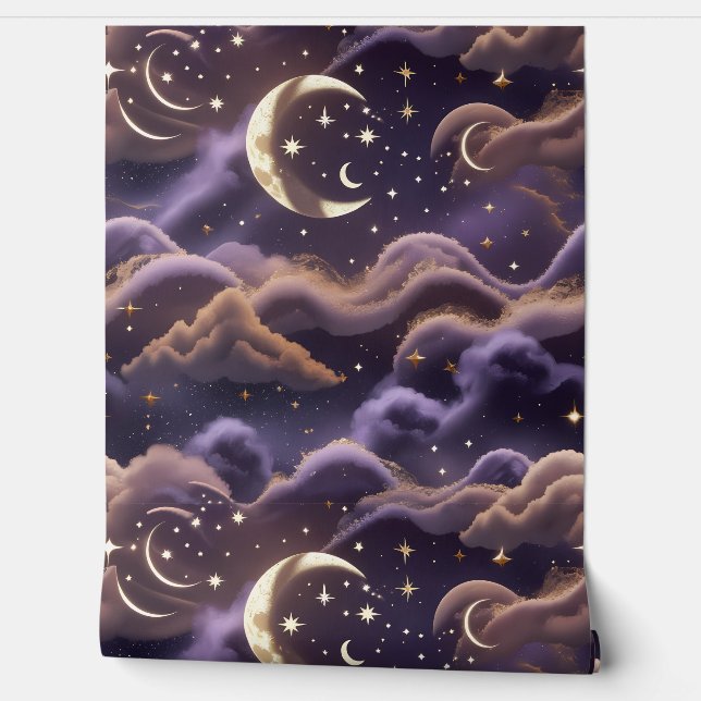 Papel Pintado Wallpaper - Smoky Celestial Moon Design (Desenrollar)