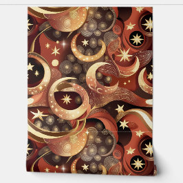 Papel Pintado Wallpaper - Terracotta Celestial Moon Design