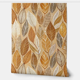 Papel Pintado Warm Earth Tones - Autumn Leaves Seamless Pattern