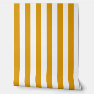 Papel Pintado Warm Mustard Yellow and White Stripes Wallpaper