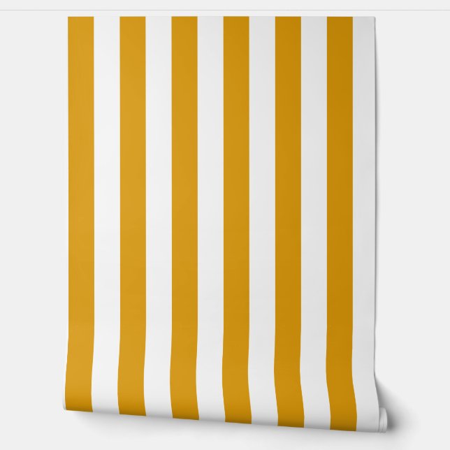 Papel Pintado Warm Mustard Yellow and White Stripes Wallpaper  (Desenrollar)