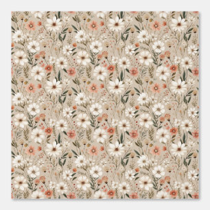 Papel Pintado Watercolor Earth Tone Boho Coral Pink White Floral