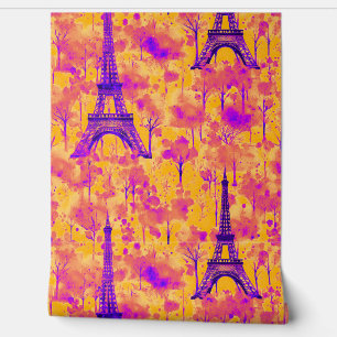 Papel Pintado Watercolor Eiffel Tower Paris Bold Bright