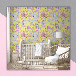 Papel Pintado Watercolor Girly Whimsical en amarillo |