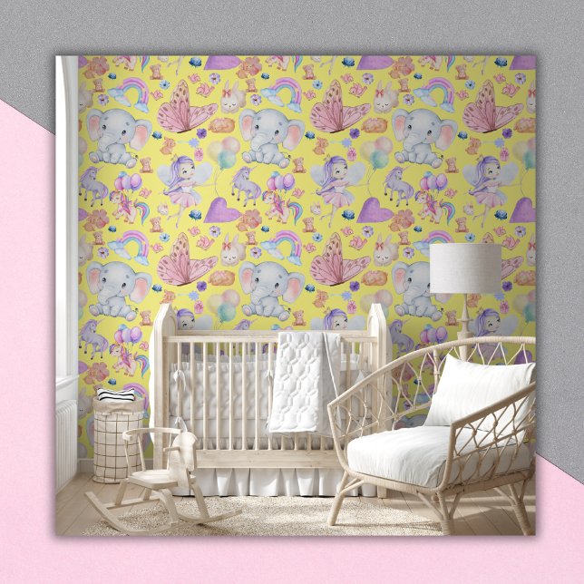 Papel Pintado Watercolor Girly Whimsical en amarillo | (Subido por el creador)