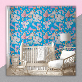 Papel Pintado Watercolor Girly Whimsical en Azul |