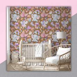 Papel Pintado Watercolor Girly Whimsical en Brown |