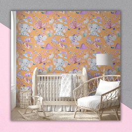 Papel Pintado Watercolor Girly Whimsical en Peach |