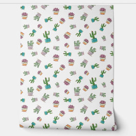 Papel Pintado Watercolor Succulent and Cactus Plant Pattern