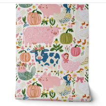 Watercolor Whimsical Farm Wallpaper
