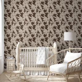 Papel Pintado Western Faux Cow Print Brown y Cream