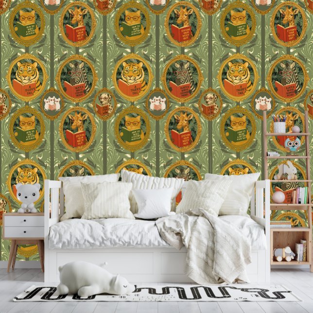 Papel Pintado Whimsical animals reading books  wallpaper (Subido por el creador)