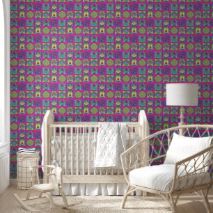 Papel Pintado Whimsical Jewel Tones Hand dibujó Boho Dark Pink