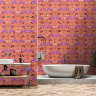 Papel Pintado Whimsical Moth and Floral Pattern