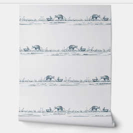 Papel Pintado Whimsical Storybook Nursery Navy Blue
