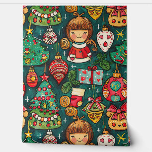 Papel Pintado Whimsical Yuletide Sparkle Navidades Fondo de escr