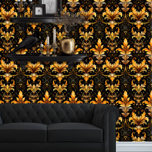 Papel Pintado Whimsigoth Black and Gold Fauna