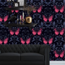 Papel Pintado Whimsigoth Elegant Magenta Butterflies
