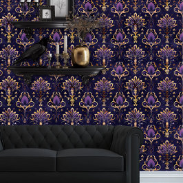 Papel Pintado Whimsigoth Elegant Purple and Gold