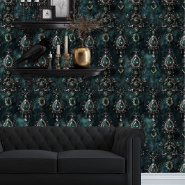 Papel Pintado Whimsigoth Emerald Green Jewels