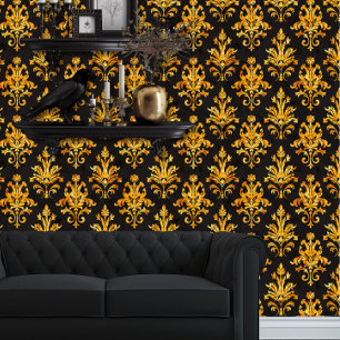 Papel Pintado Whimsigoth Gold Fauna en negro