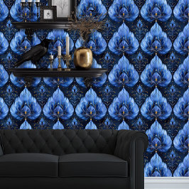 Papel Pintado Whimsigoth Peacock Feather Inspirado en el azul