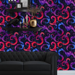 Papel Pintado Whimsigoth Red, Cyan y Purple Funky