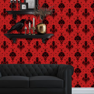 Papel Pintado Whimsigoth Simple Negro y Rojo