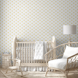 Papel Pintado White Faux Gold Polka Dots Habitaciones Infantiles