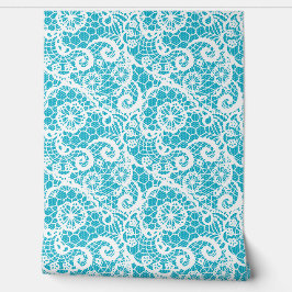 Papel Pintado White Lace on Turquoise