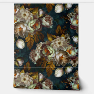Papel Pintado White Peonies Vintage Midnight Gótico Garden