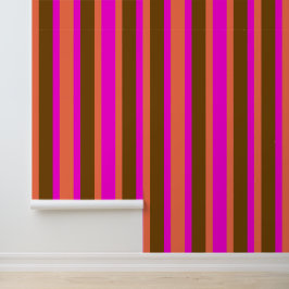 Papel Pintado Wide Stripes Pink and Brown