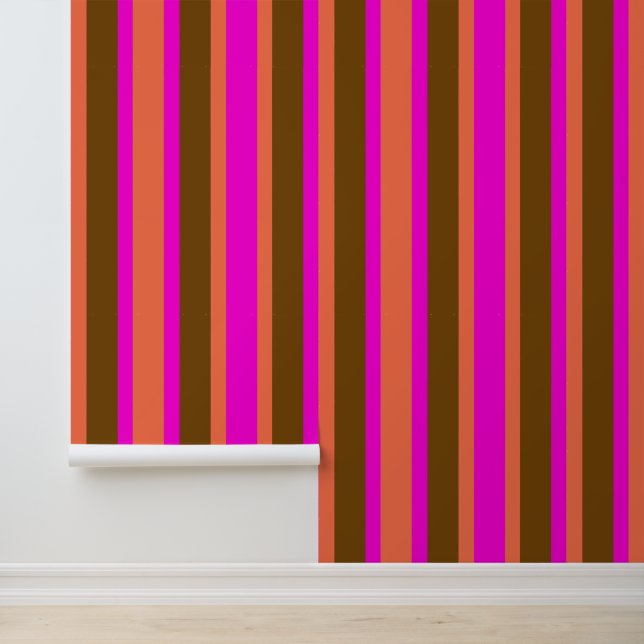 Papel Pintado Wide Stripes Pink and Brown (Solicitud)