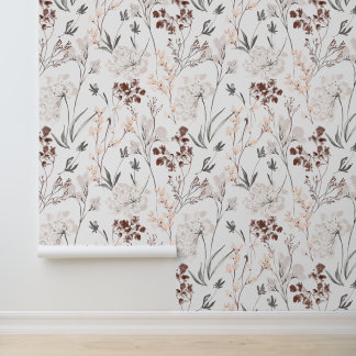 Papel Pintado Wildflower minimalist elegant leaves soft floral 